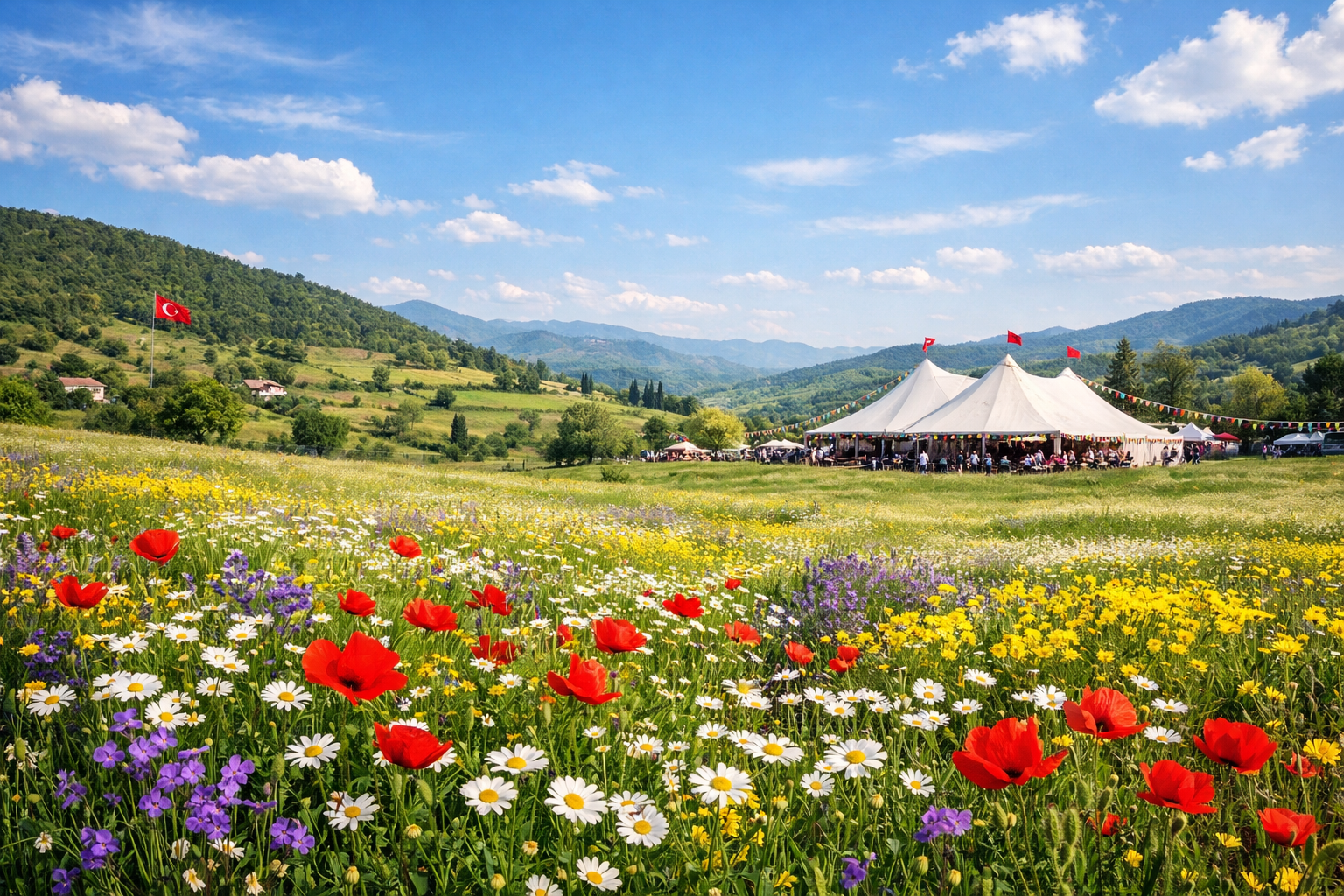 Ilkbahar mevsiminde acik hava manzarasi